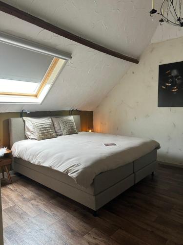 VolkelにあるBrabantse Hoeveのベッドルーム1室(天窓付きの大型ベッド1台付)