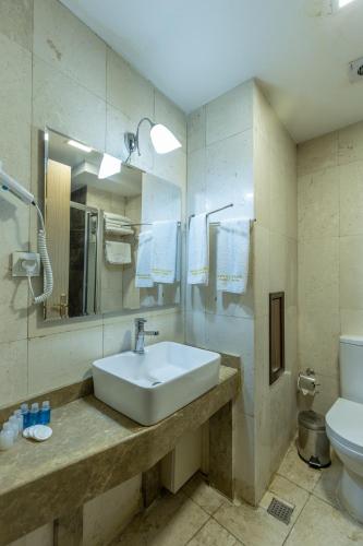 a bathroom with a sink and a toilet at Bursa Grand Family HOTEL in Bursa