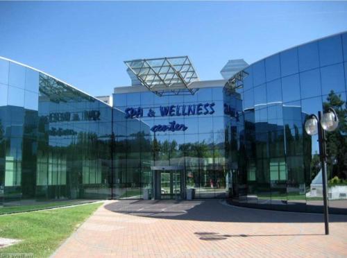 a large glass building with aold and well wishes at Green Sky House in Mostec