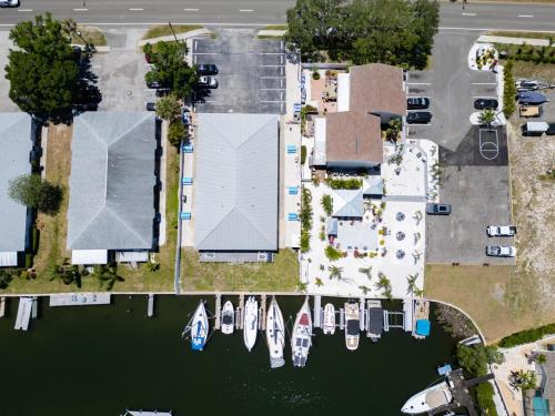 an aerial view of a marina with boats docked at Newly Renovated Condo in Apollo Beach 5! in Apollo Beach