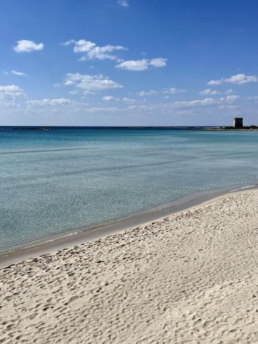 a sandy beach with the ocean in the background at Salento apartment in Torre Lapillo