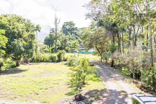 a dirt road through a field with trees at Casa Patricia in Uvita