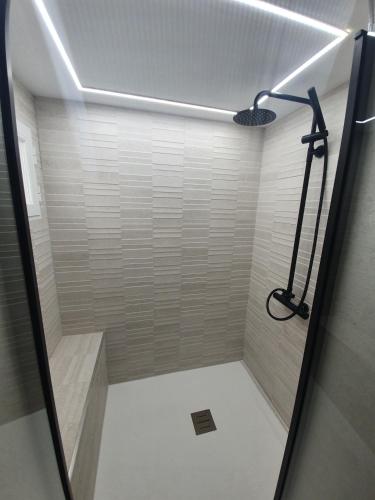 a bathroom with a shower with a shower head at villegas home in Granada