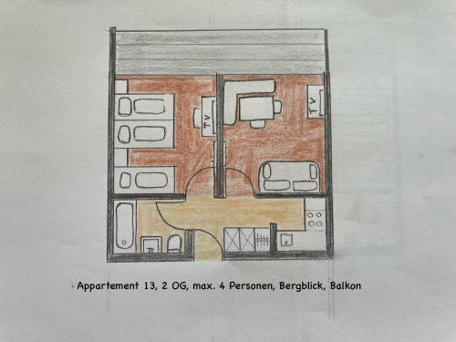 Půdorys ubytování Appartements Achensee