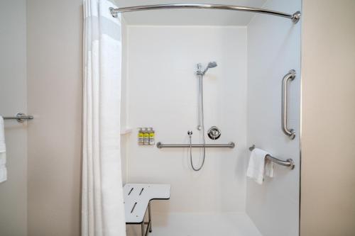 アトランタにあるHoliday Inn Express & Suites Atlanta Airport NE - Hapeville by IHGのバスルーム(シャワー、シンク付)