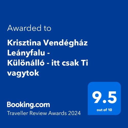 a screenshot of a phone screen with the text wanted to kristina vander at Krisztina Vendégház Leányfalu - Különálló - itt csak Ti vagytok in Leányfalu