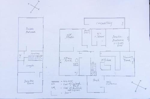 a drawing of a floor plan of a house at Shore Cottage on the Beara Way Wild Atlantic Way in Eyeries