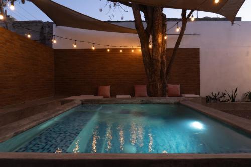 a swimming pool in a house with a tree at CASa SENECA in La Paz