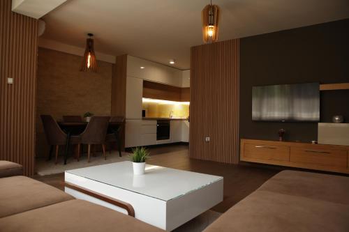 Η κουζίνα ή μικρή κουζίνα στο SkopjeLUX Apartments