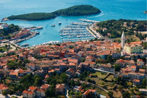 an aerial view of a town with a harbor at Sunny Adriatic apartments Valentin in Vrsar