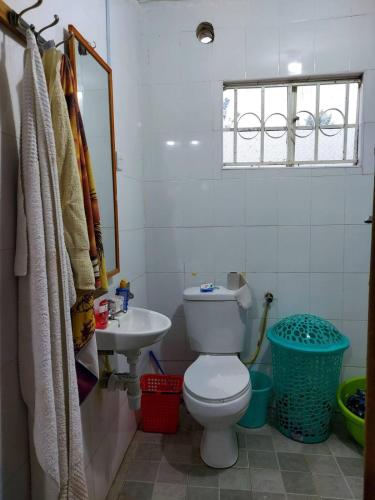 ein Bad mit einem WC und einem Waschbecken in der Unterkunft Smart guest house relax in Paulo