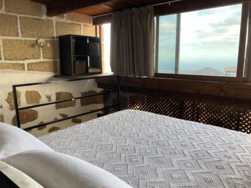 een slaapkamer met een bed en een groot raam bij Casa Rural Tamaide in San Miguel de Abona