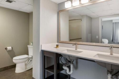 a bathroom with a sink and a toilet and a mirror at Best Western Plus Mount Vernon - Fort Belvoir in Alexandria