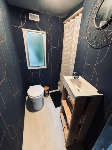 łazienka z umywalką i toaletą w obiekcie Mobil-home w mieście Brêmes