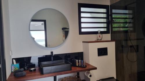 a bathroom with a sink and a mirror at VUE SUR MER in Noumea