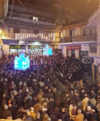 a large crowd of people standing in a building at Achilleas guest house in Litochoro