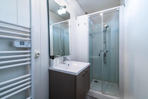 a bathroom with a sink and a shower at Le HENDRIX - Studio Hyper Centre in Limoges