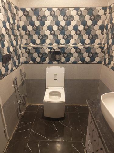 a bathroom with a toilet and a sink at Basant Haveli in Roorkee