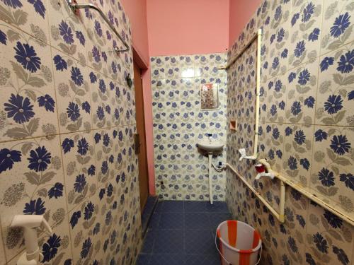 拉梅斯沃勒姆的住宿－SIVA LODGE，一间带卫生间和水槽的小浴室