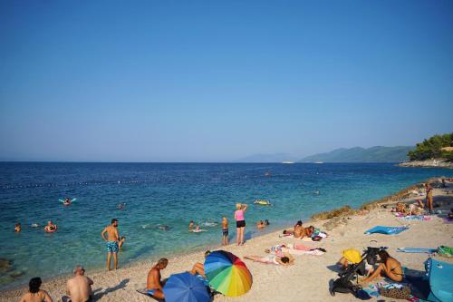 a group of people on a beach in the water at Vista Mare apartment in Blato