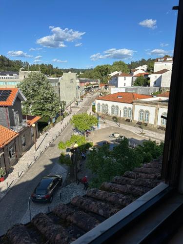 a view from a window of a city street at Casa Rainha Dª Amélia in Termas de Sao Pedro do Sul