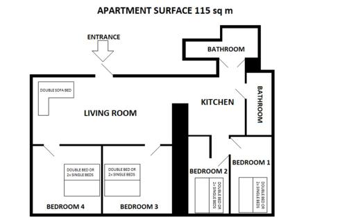 a floor plan of the apartment surprise sr at Glamorous Apartment in heart of Old Town in Krakow