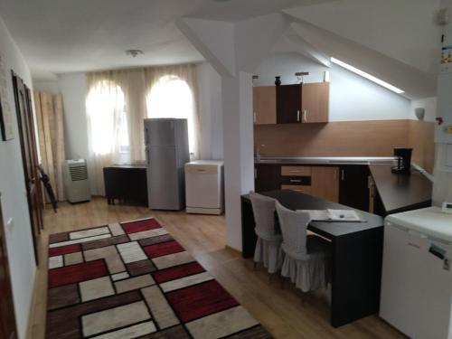 a kitchen with a counter and a table in a room at Villa VanDerVar-7rooms, long term rental, 29 euro per day, min 4 rooms, min 3 months with invoice in Iaşi