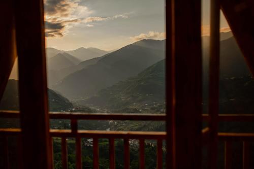 a view from a window of a mountain view at The overlook cottage 2 in Keda