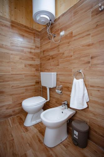 a bathroom with a toilet and a sink at Shpija Ujevara e Vogel in Theth