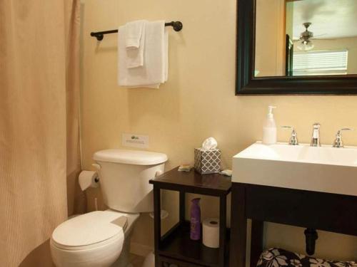 沃爾卡諾的住宿－歐哈那第五街酒店，浴室配有白色卫生间和盥洗盆。