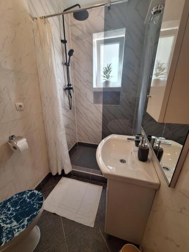 a bathroom with a sink and a toilet at Apartman Lilium in Knin