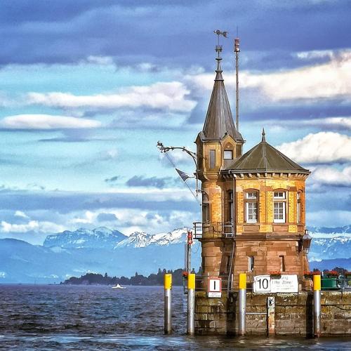 a building in the middle of the water at Fewo Near Rheinfall in Jestetten
