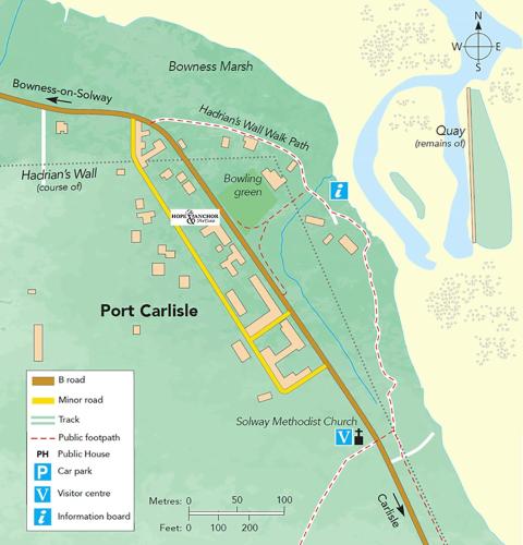 a map of the fort caroline battlefield at Hope & Anchor, Hadrian's Wall, Port Carlisle, Solway Firth, Area of Natural Beauty in Port Carlisle