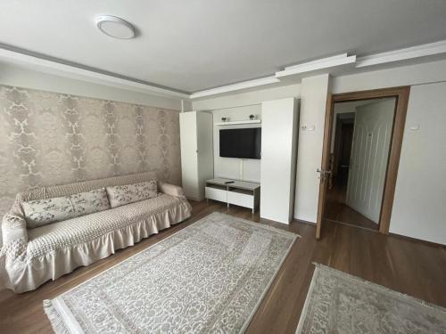 - un salon avec un canapé et une télévision dans l'établissement Osman gazi, à Samandra