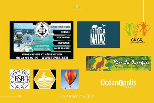 a collage of pictures of different types of posters at Le Belaven, Neuf, Cosy, Terrasse, jardin, Kerfany Plage, 1 à 6 pers in Moëlan-sur-Mer
