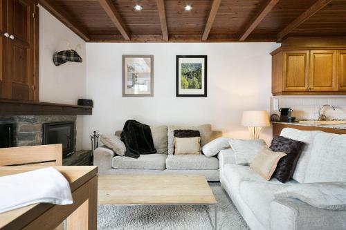 a living room with two couches and a fireplace at Luderna - Apartamento Val de Ruda A3 Baciver in Baqueira-Beret