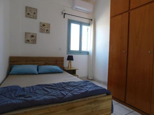 a bedroom with a bed and a window at House in vineyard in Emboríon