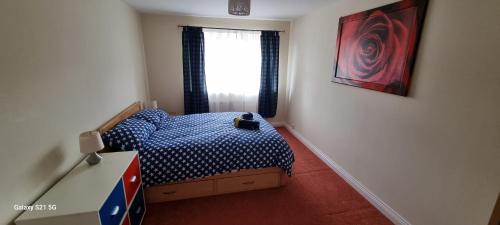 a small bedroom with a bed and a window at Eden Escape in Ashford