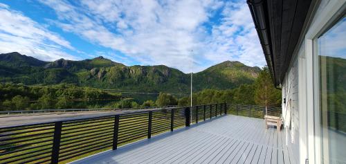 a balcony with a view of a mountain at JULIA in Myre