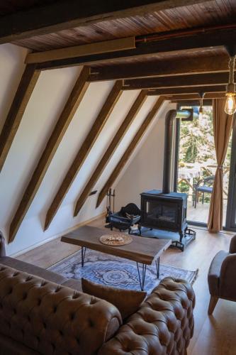 a living room with a couch and a table at Montana Suite Bungalows in Trabzon