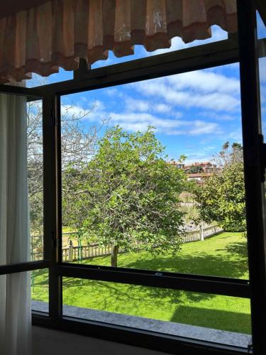 a window with a view of a yard at Hospedaje de La Hoz in Isla