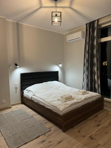 1 dormitorio con 1 cama grande en una habitación en Gdańsk TWO, en Gdansk
