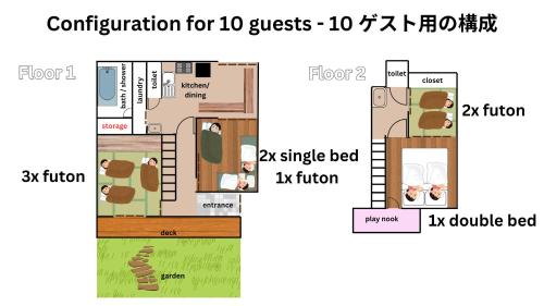 a floor plan of a small house with at Geisha House Atami - fireworks view in Atami