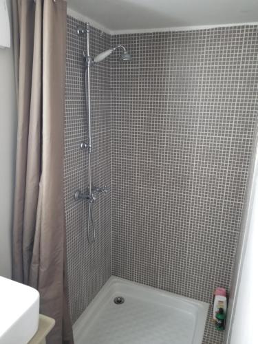e bagno con doccia, servizi igienici e lavandino. di Louveciennes: studio lumineux indépendant de 23 m2 a Louveciennes