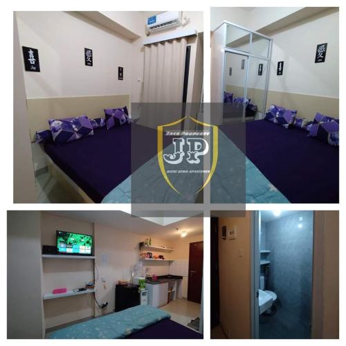 a collage of photos of a room with a bed at JackProperty in Tambun-lobangbuaja