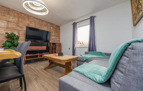 a living room with a couch and a table at Nice Home In Gracac With Wifi in Gračac