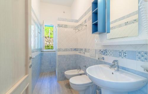 a bathroom with a sink and a toilet at Stunning Apartment In Framura With Wifi in Framura