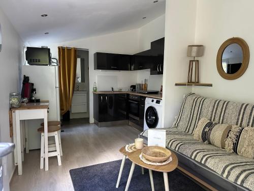 Η κουζίνα ή μικρή κουζίνα στο Maisonnette studio avec jardin