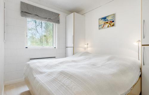 a white bedroom with a bed and a window at 3 Bedroom Gorgeous Home In Vejby in Vejby