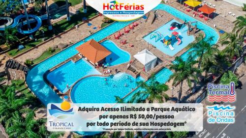 a rendering of a pool at a resort at Náutico Flat Caldas Novas, próximo ao Náutico Praia Clube - HotFérias in Caldas Novas